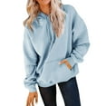 thumbnail image 3 of Dowegor Women's Casual Pocket Hoodie Long Sleeve Fashion Rope Pullover Hoodie Top Women's Fashion Hoodies & Sweatshirts Hooded Sweatshirt Women Womens Fall Sweatshirts Sky Blue M, 3 of 7
