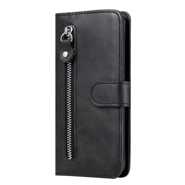 Case for Samsung Galaxy A52S 5G Zipper Pocket Wallet Leather Case Magnetic Closure Flip Cover - Black