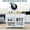 Rolling Kitchen Island Cart 42" Width Kitchen Carts with Storage Wood