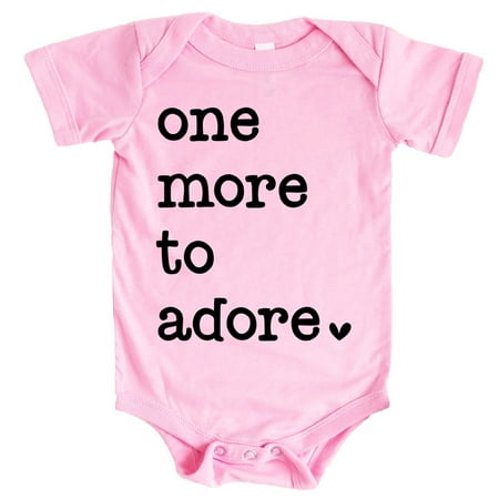 

One More to Adore Reveal Bodysuit Black on Pink Bodysuit 6 Months