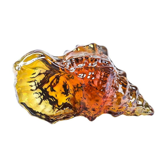 Glass Conch Figurines, Hand Blown Seashell Art Figurine, Crystal Glass Paperweight, Home Decor Collectible Statue,Brown
