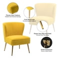 thumbnail image 6 of Velvet Accent Chair Set of 2 Upholstered Adult Side Chairs Metal Leg Foam Home Bedroom Yellow, 6 of 12
