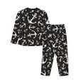 thumbnail image 2 of Kll Anchor Print Women'S Long Sleeve Pajamas With Pants Sleepwear Loungewear 2 Set-X-Large, 2 of 9