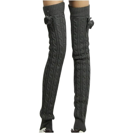 

YWDJ Leg Warmers for Women 80s Lady Leg Sets Pile Of Socks Autumn And Winter Keep Warm Wool Sock Knitting Foot Cover Dark Gray free