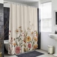 thumbnail image 6 of Xipuska White Wildflowers Shower Curtain - Water Repellent Fabric Shower Curtains Washable, Vintage Floral Daisy Autumn Plants Decorative Polyester Cloth Bathroom Curtains Modern Bath Decor 36"x72", 6 of 6