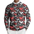 thumbnail image 2 of LWavelet Men's Heart Striped Sweater - Timeless Pattern, Great for Valentine's Day Dates & Cozy Casual Wear Pink XL, 2 of 6