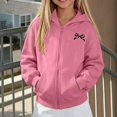 thumbnail image 3 of NAISIBABY Girls Hooded Sweatshirt – Fleece-Lined Long Sleeve Casual Zip-Up Jacket Pink Size 7, 3 of 8