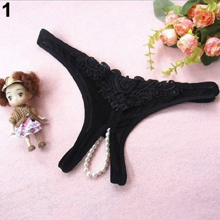 womens sexy pearls open crotch knickers