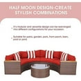 thumbnail image 3 of SOLAURA 5-Piece Patio Furniture Sectional Half-Moon Set, Brown Wicker Conversation Sofa Set with Red Cushions & Glass Coffee Table, 3 of 7