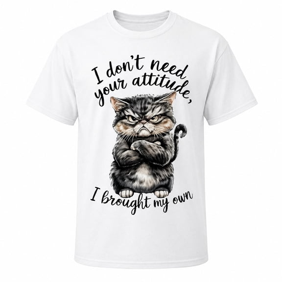 Funny Grumpy Cat Graphic T-Shirt, Unisex Classic Fit Cotton Tee, S-4XL