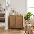 thumbnail image 3 of eHemco 2-Door Storage Cabinet with Geometric Ripple Carved Doors, Modern Retro Style, Natural Finish, 30 x 14 x 31 Inches, 3 of 9