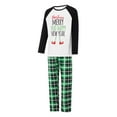 thumbnail image 4 of EYIIYE Family Christmas Pajamas Matching Sets Letter Print Long Sleeve Shirt and Elastic Plaid Pants Set Loungewear Soft Sleepwear, 4 of 10