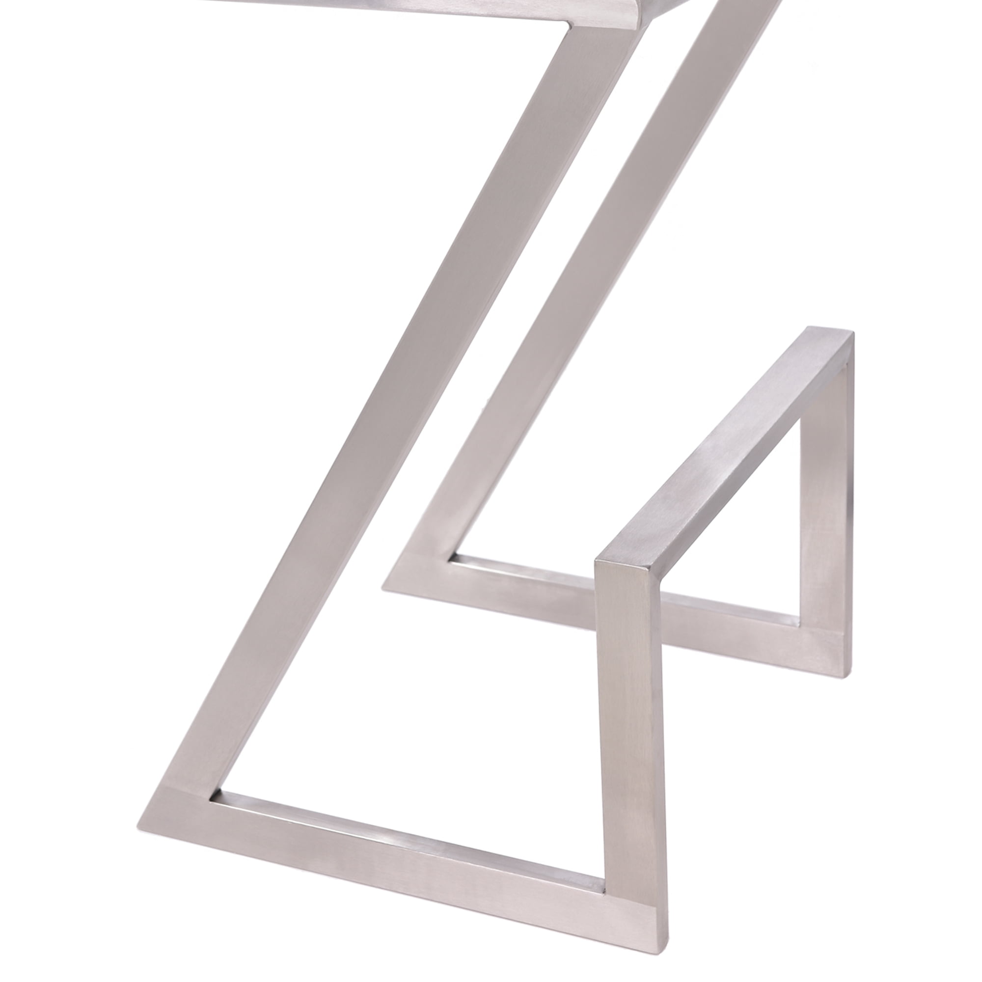 Armen Living Atlantis Backless Barstool, Brushed Stainless Steel Finish with PU Upholstery
