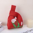 thumbnail image 5 of Unique Bargains 1 Pc Knitted Wrist Bag Flowers Gift Bag Red, 5 of 5