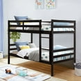 thumbnail image 3 of Costway Twin Over Twin Wood Bunk Beds Ladder Safety Rail Espresso, 3 of 10