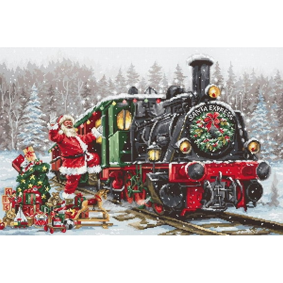 Counted Cross-Stitch Kit Santa's Express B2397L Needlework Bu Luca-S Train Christmas Canvas Cotton