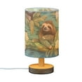 thumbnail image 2 of Sloth and Flowers Bedside Table Lamp LED Warm Lights with USB Charging Port Retro Cylinder Desk Lamps, 2 of 7