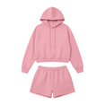thumbnail image 4 of GZWYHT Sweatshirt and Shorts Set Long Sleeve Short Set Sweater Sets for Women Hooded Sweatshirt and Shorts Set Casual Matching Sets for Women Sweat Shorts Set Traveling Outfits for Women Pink L, 4 of 4
