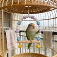 thumbnail image 5 of KOYPTL Wooden Bird Swing for Cockatiels Parrot Perch Hanging Toys Parakeets Birdcage Stands Cage Playground Play Gyms Accessories Colorful Bead Bell Climbing Toy for Lovebirds Conures Budgies, 5 of 6