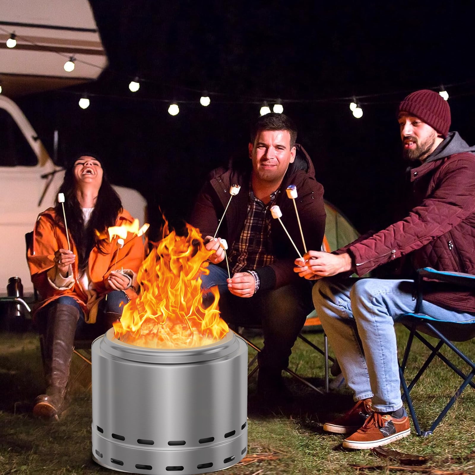 XXLYY Portable Wood-Burning Fireplace - 19.5" smokeless Fire Pit for Outdoor Fun, Low Smoke Bonfire for Camping, Patio, Backyard, and Family Gatherings