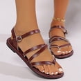 thumbnail image 5 of Rokment Womens Fisherman Flat Flip Flops Sandals Stylish Casual Leather Ankle Strap Strappy Low Heel Walking Dress Sandals Beach Summer Footwear Wine Size 8, 5 of 8