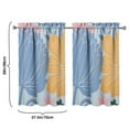 thumbnail image 4 of Vintage Blue and Yellow Block Flowers Tier Kitchen Curtains for Bathroom Living Rod Pocket Window Drapes 28"x39" 2 Panels Window Treatment Tiers, 4 of 4