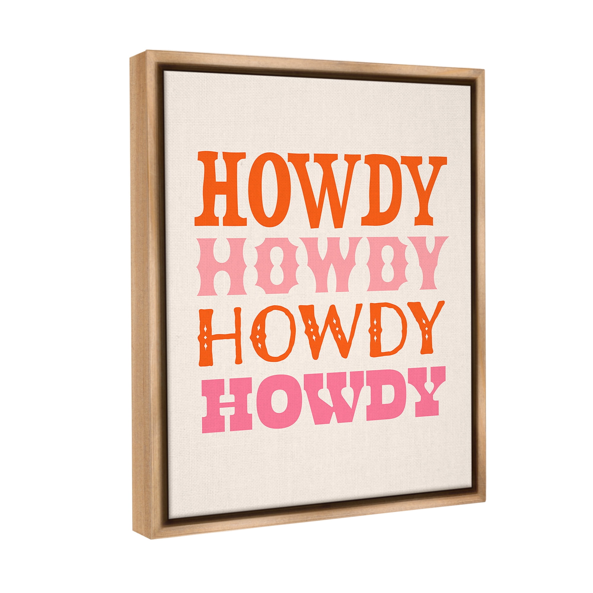Stupell Industries Howdy Country Typography Typography Painting Brown Floater Framed Canvas Art Print Wall Art, 17 x 21