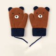thumbnail image 2 of Wyobmus Kids Winter Convertible Fingerless Gloves Insulated Clod Weather Gloves Cute Bear Pattern Knitted Mitten Warm Gloves With Cover Brown*, 2 of 3