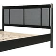 thumbnail image 4 of Christopher Knight Home Solid Wood King Bed Frame with Upholstered Headboard and High Base, Black+Dark Gray, 4 of 8