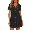 thumbnail image 4 of yillto Women Nightshirts Buttons down Nightgown Short Sleeve V Neck Sleepwear Pajamas Dress with Pockets, 4 of 7