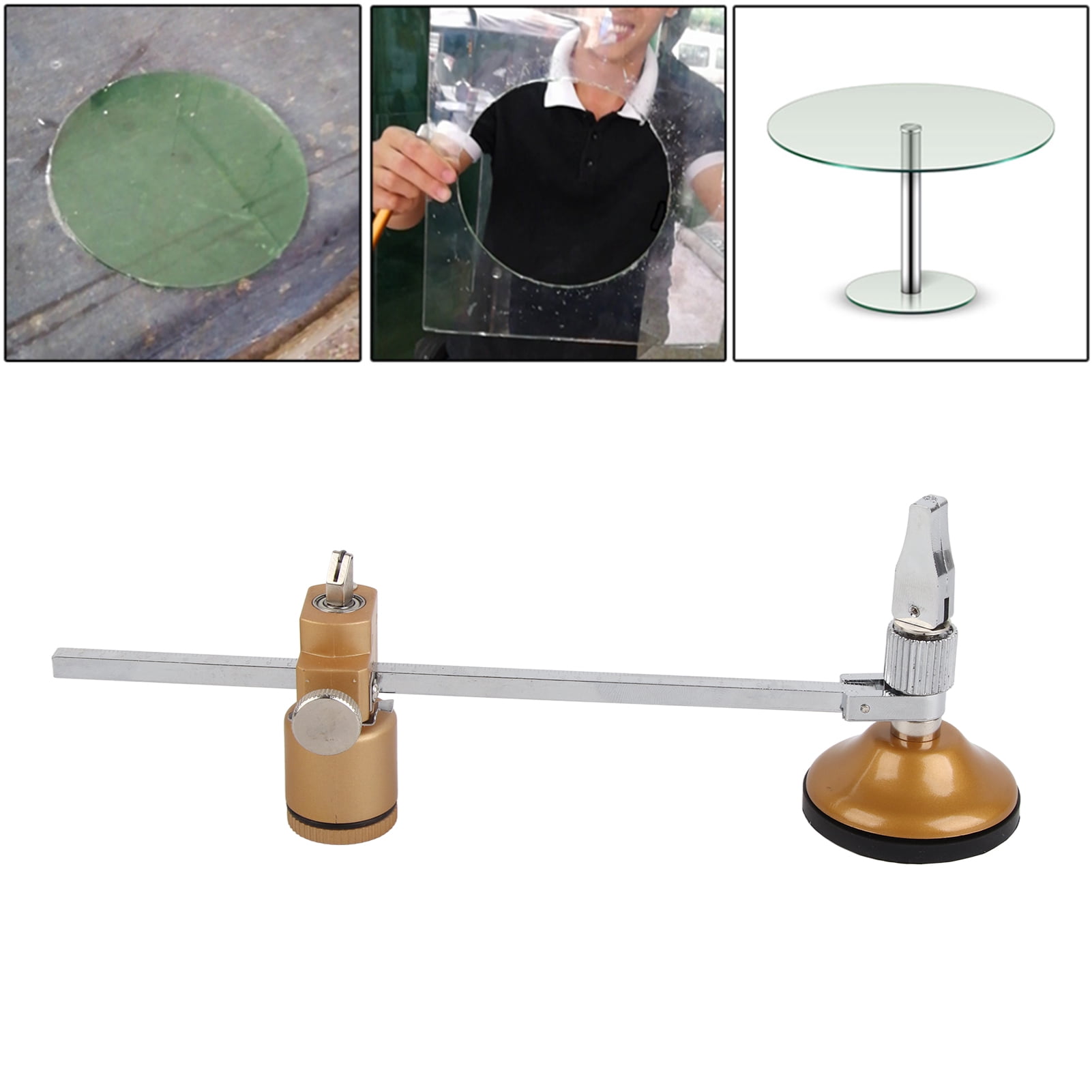 Adjustable Glass Circle Cutter, 40cm Size, Suction Cup Base,  Automatic Oil Dispenser for Easy Use