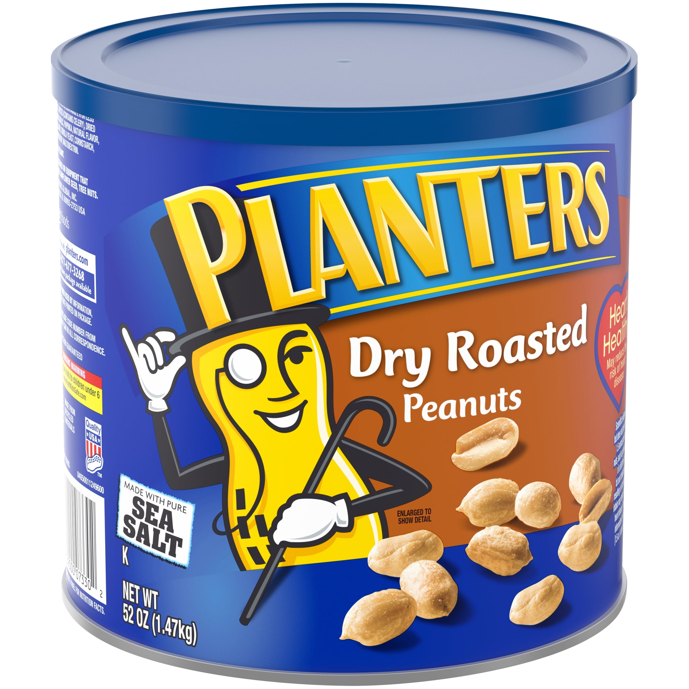 Planters Dry Roasted Peanuts, 52 oz Can - Walmart.com
