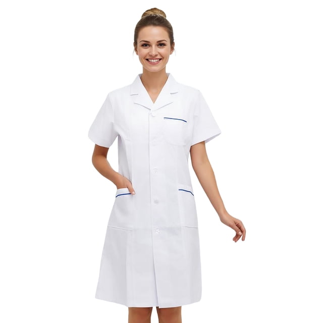 and Lab Coat Ensemble for Daily and Laboratory Roles – Classic Long Sleeve Lab Coat with Notched Lapel for Clinical Duty and
