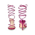 thumbnail image 4 of BLISSFUL STEP Lace Up Slingback Strappy Stiletto Heels Sandals for Women Hot Pink 9, 4 of 5