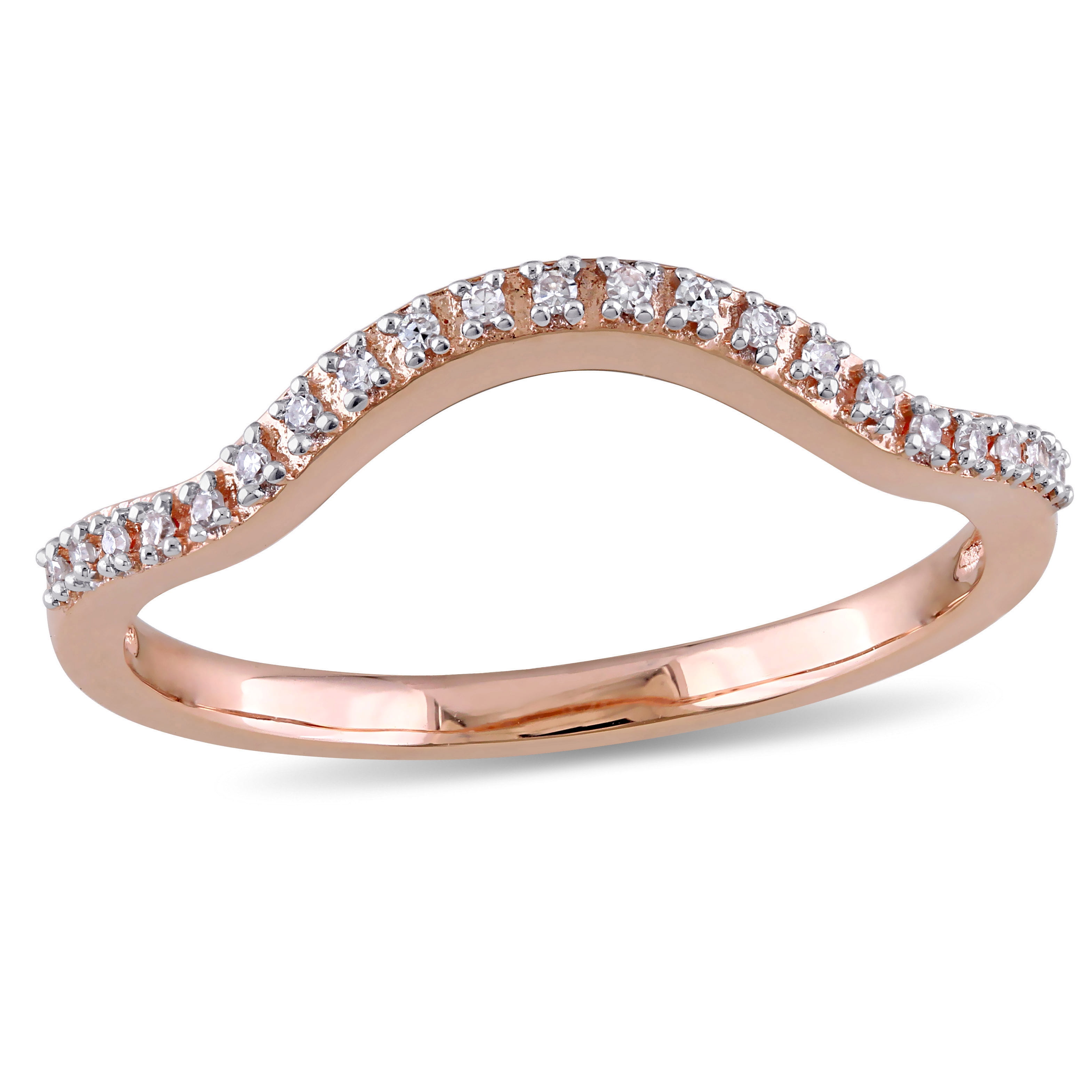Dazzlingrock Collection 10kt Rose Gold Womens Round Diamond Contour Stackable Band Ring .02 ctw