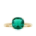 thumbnail image 4 of Cushion Cut Lab Created Emerald Solitaire Ring with Diamond for Women (2 Carat), 18K Yellow Gold, US 7.00, 4 of 8