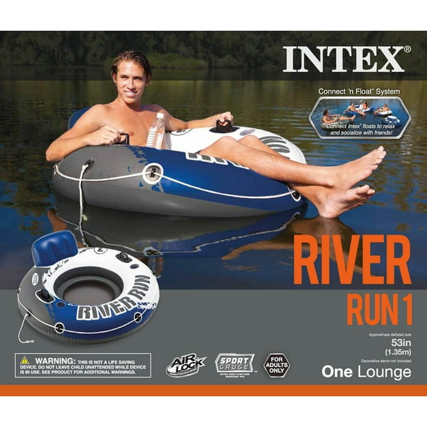 Intex River Run Inflatable Floating Water Tube Raft for Lake/Pool/River (2 Pack)