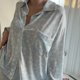 thumbnail image 3 of Gibobby Pijama de dos piezas para mujer Conjunto de pijama estampado de manga larga para mujer, conjunto de pijama holgado con pantalones divididos irregulares(Azul,M), 3 of 5