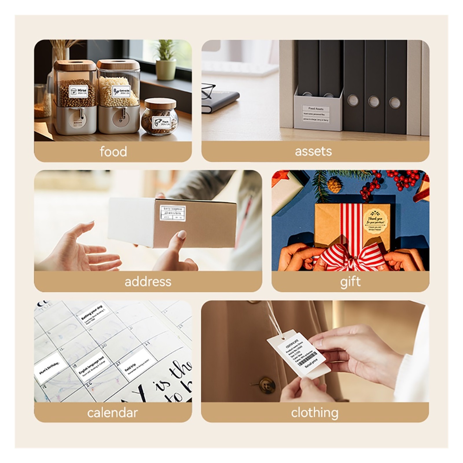 Label Maker Tag Price Portable Thermal Label Printer with White/Transparent/Color/Round Labels