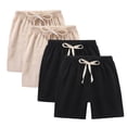 thumbnail image 2 of ITSAME Athletic Shorts for Kids Girls 4-Piece, Drawstring Loose Fit Cotton Linen Summer Lightweight Casual Shorts Beige 4T, 2 of 9