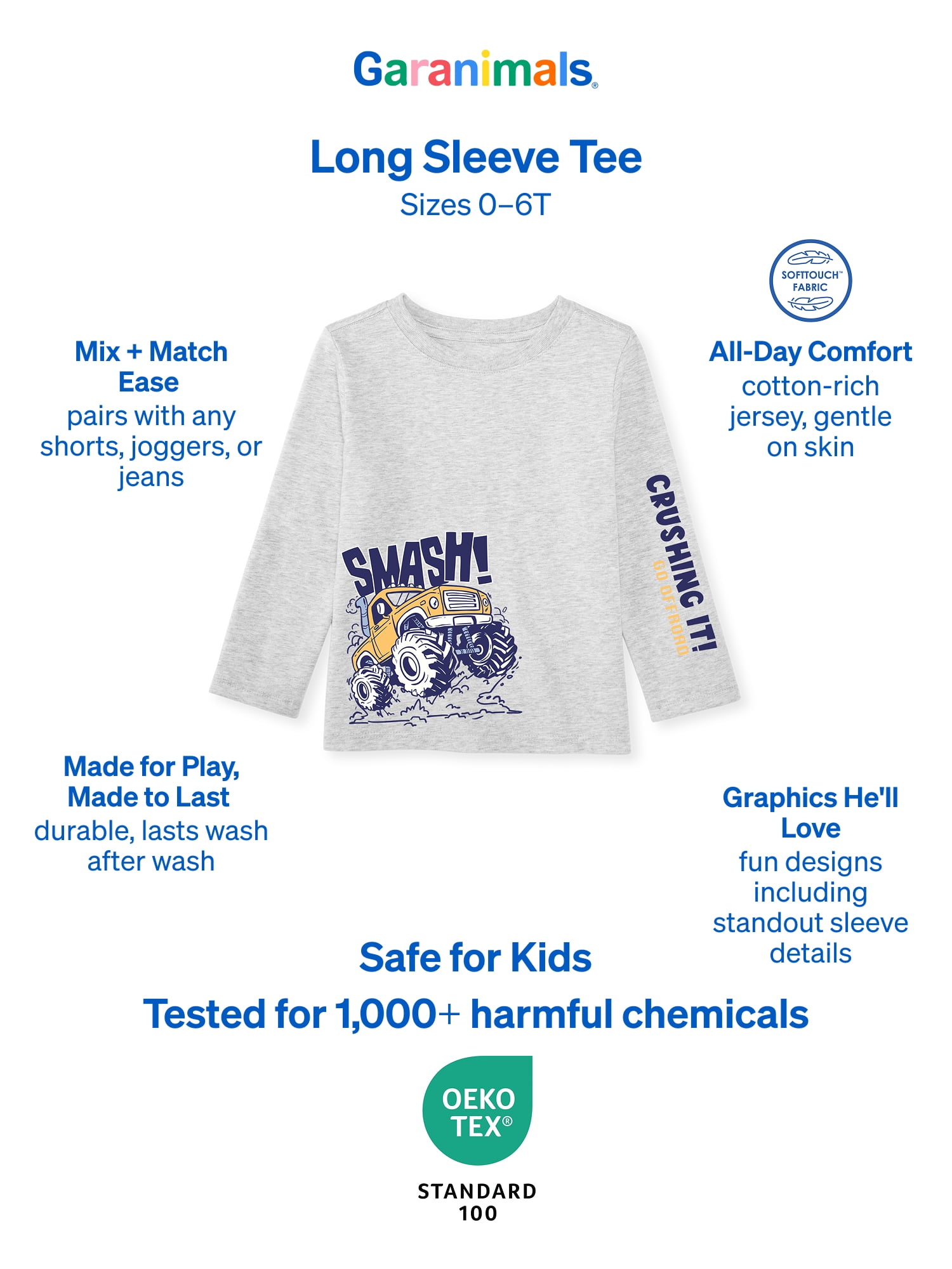 Garanimals Baby & Toddler Boys Long Sleeve Shirts, Single & 3-Pack, Sizes 0-6T