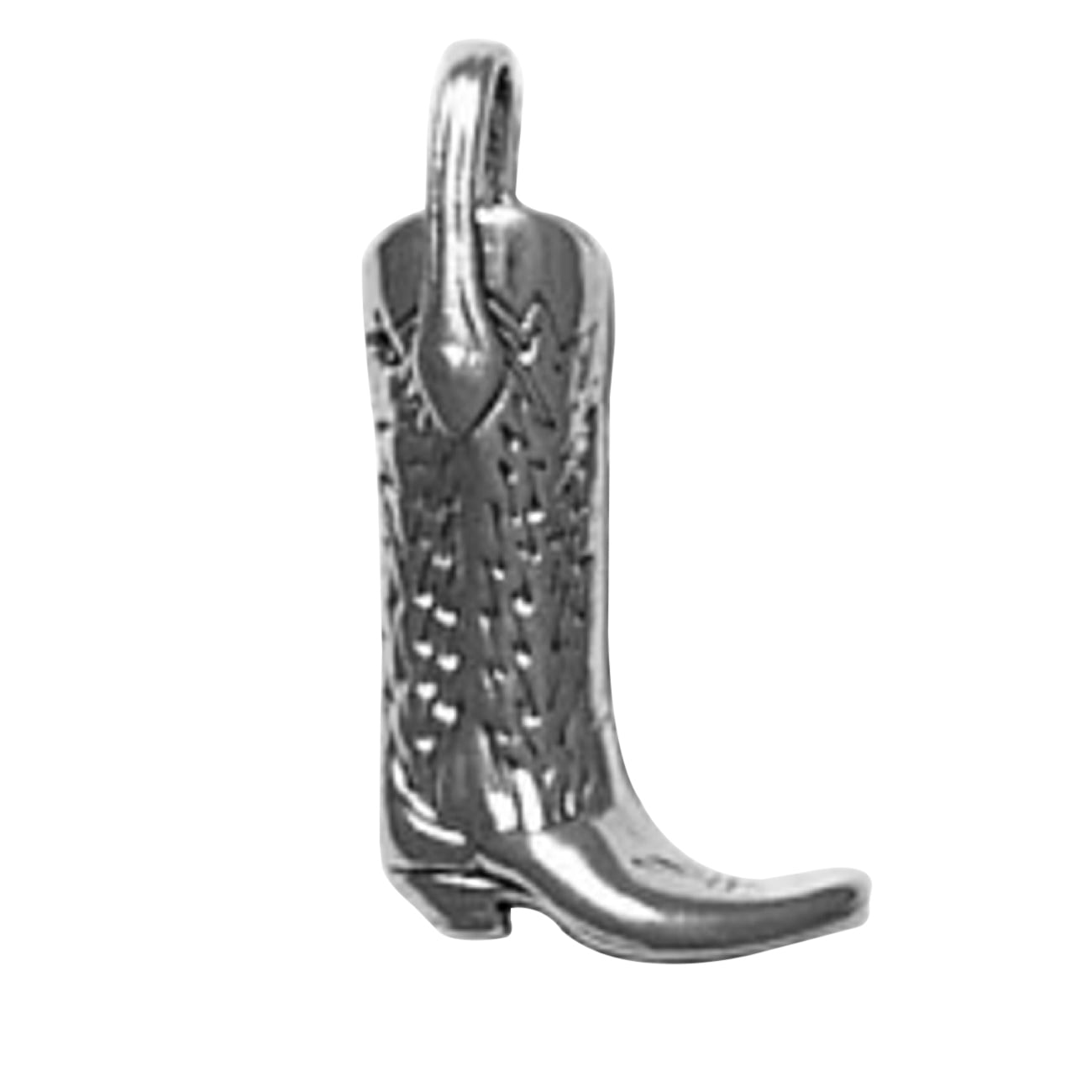 Sterling Silver Womens 1mm Box Chain Large Thin Cowboy Boots Pendant Necklace