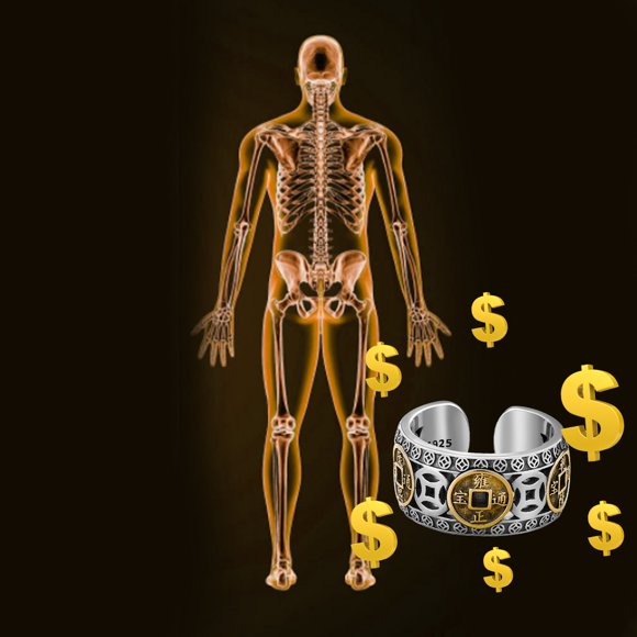 EGNMCR Luck Five Emperors Coins Ring Manifest Wealth Attraction & Live The Life alloy ring