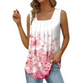 thumbnail image 1 of Playeras,Blusas y Tops,Ropa para Mujer Las mujeres camisetas sin mangas Chaleco de verano Suelto plisado Cuello cuadrado Top sin mangas Dobladillo curvo Suelto Top de mujer de tamaño (Pink, M), 1 of 5