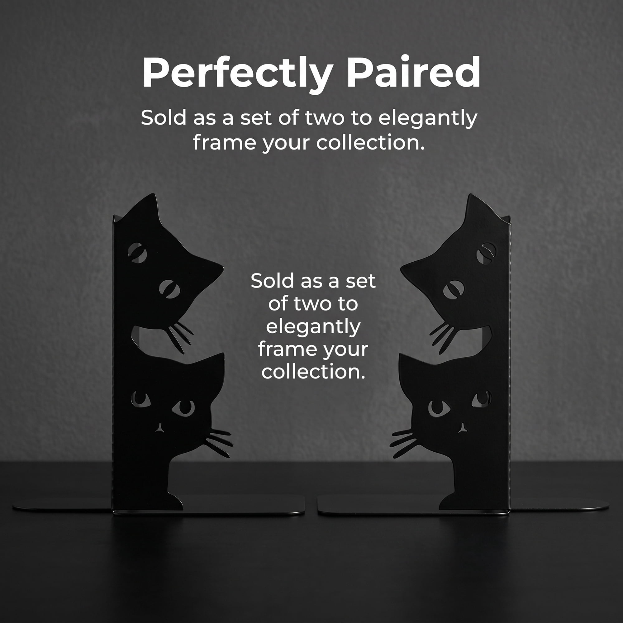 Unique Bargains 2Pcs Decorative Cartoon Metal Bookends Black 6.2*3.1*10.2inch