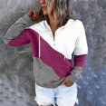 thumbnail image 2 of UAMVSH Women's Casual Hoodies Trendy Color Block Long Sleeve Drawstring Hooded Sweatshirts with Pockets 1/4 Zip Hooded Pullover Tops(Small,Purple 3), 2 of 6