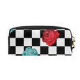 thumbnail image 2 of YFYANG Leather Portable Travel Small Makeup Bag, Multifunctional Storage Bag, Checkerboard Rose Pattern Cosmetic Bag, 2 of 4
