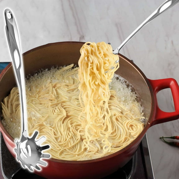 201 Stainless Steel Spoon & Spatula Set - Ergonomic S-Shaped Handle, Non-Slip Grip, High Heat Resistant Cooking Tools, Versatile Pot Scraper & Slotted Spoon for Home & Professional Kitchens