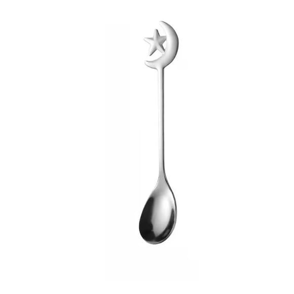 Cuchara y tenedor de acero inoxidable Xingyue, cuchara creativa con forma de estrella y luna, cuchara de café de aspecto alto, cuchara pequeña de postre for el hogar, 1 ud.