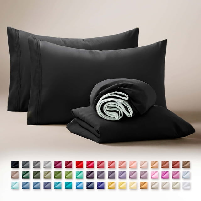Clara Clark Sábanas Tamaño King Divididas para Cama Ajustable, Bolsillo Profundo, 5 Piezas, Juego de Microfibra Ultrasuave Lujo Hotel, Color Negro